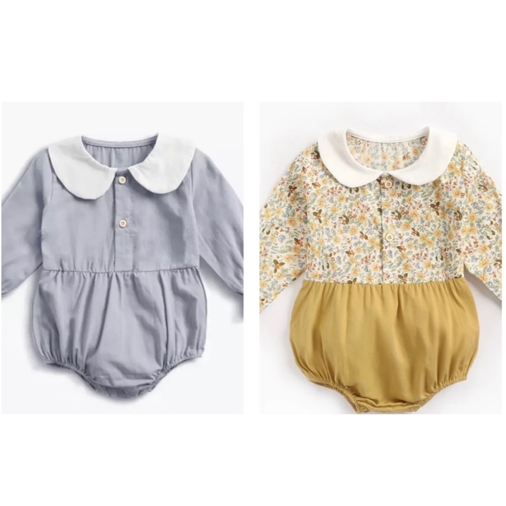 Baby Girl Fashion Vintage Floral Cotton Bodysuit,